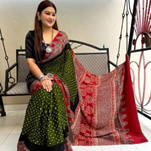 AJRAKH MAHENDI MODAL SILK DIGITAL PRINTED SAREE